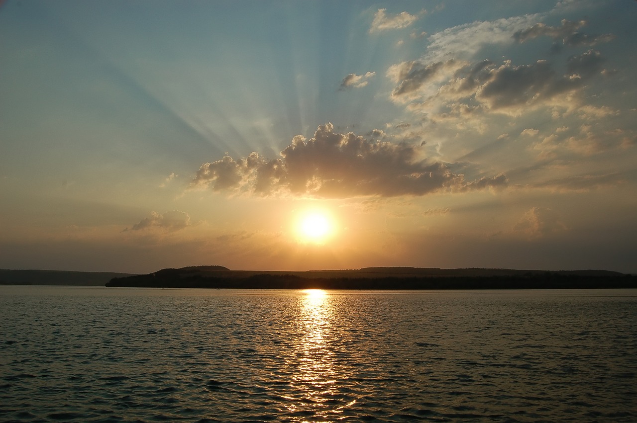 river at sunset evening shore free photo