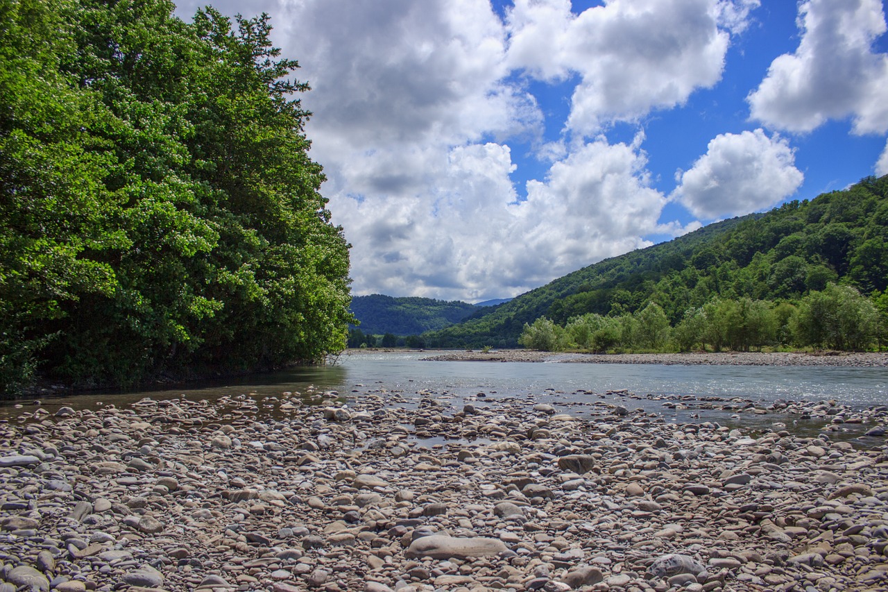 river the caucasus hills free photo