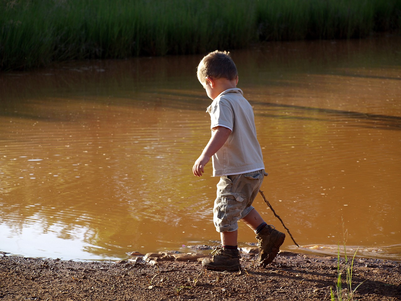 river boy alone free photo