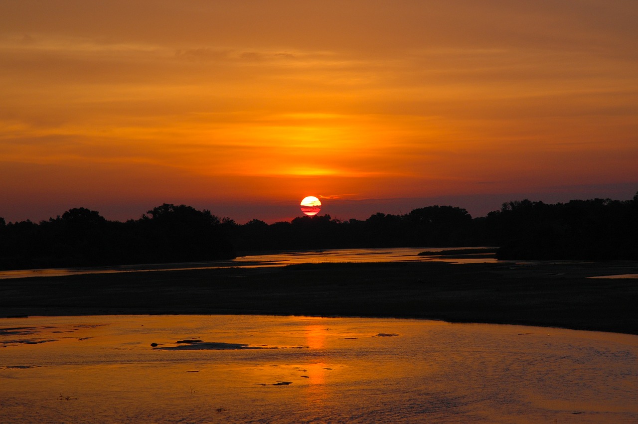 river sunrise nature free photo