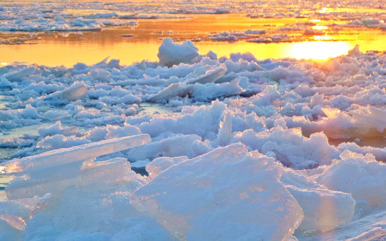 river sunset winter free photo