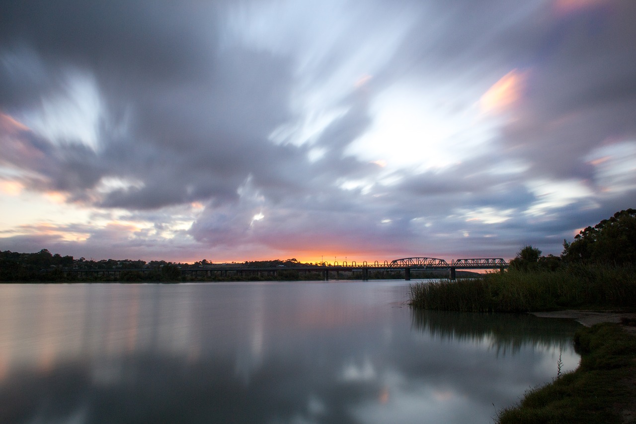 river clouds sunrise free photo