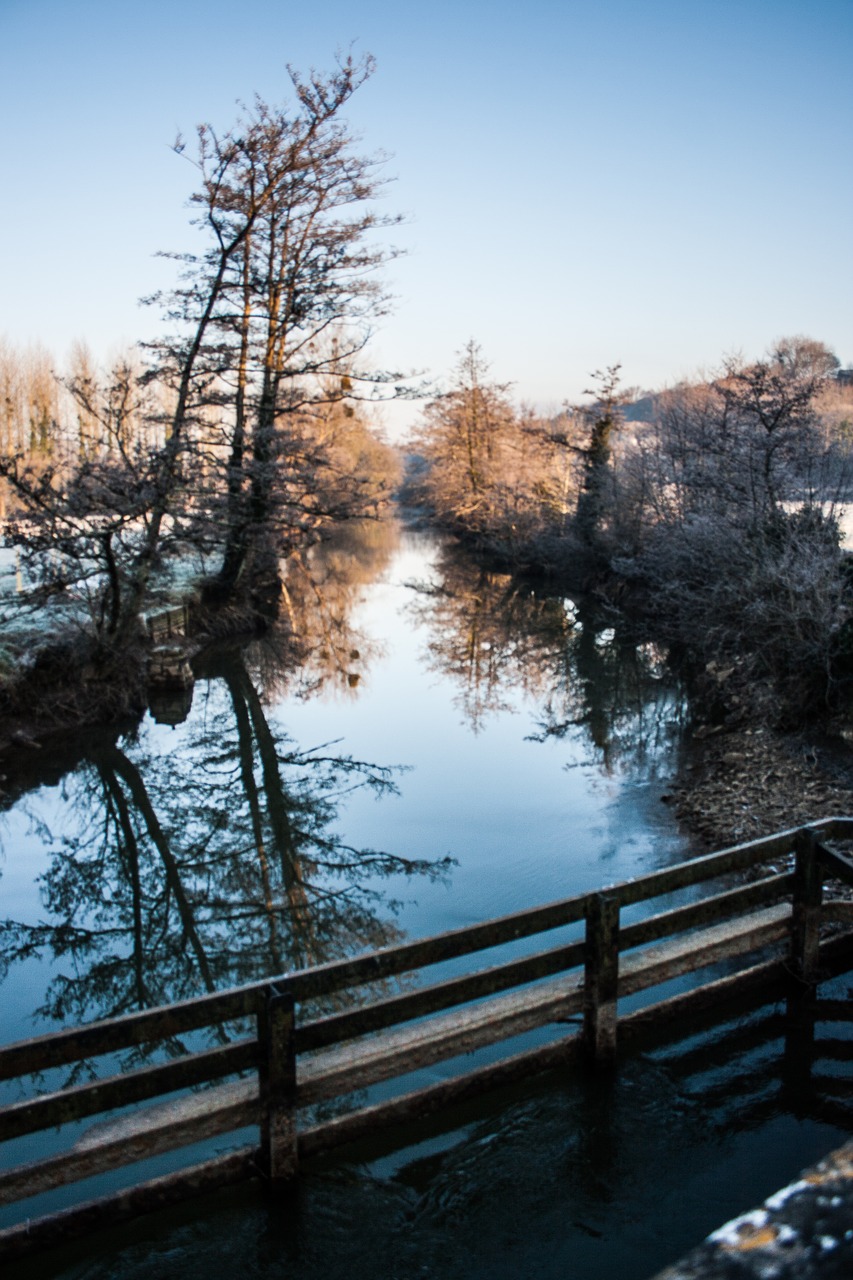 river winter landscape white free photo