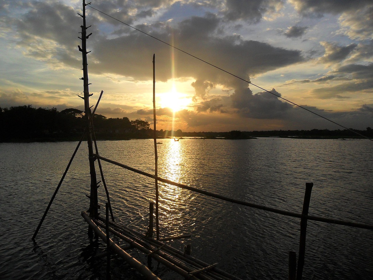 river sunset sky free photo