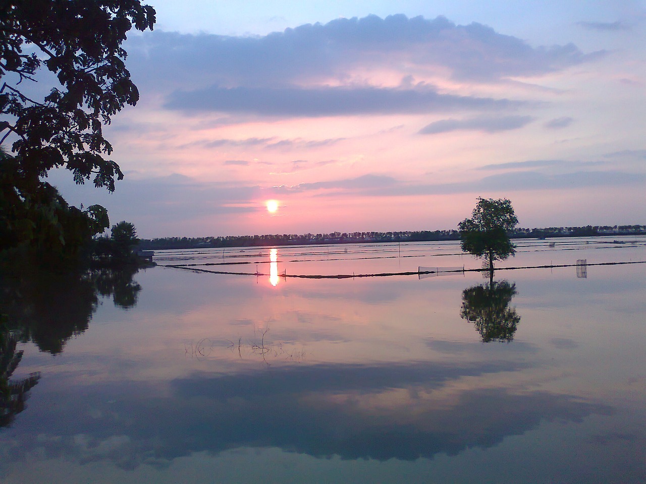 river sunset sky free photo