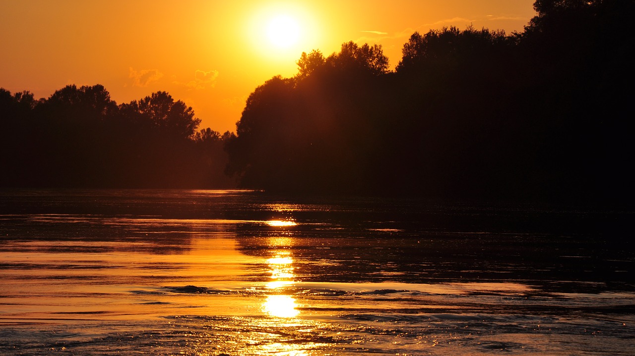 river sunset nature free photo