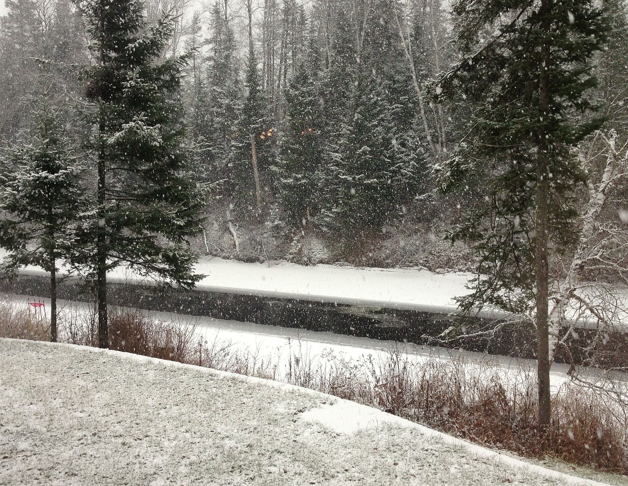 river snow landscape snow free photo