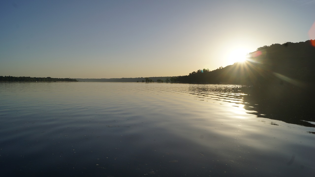 river nature sunrise free photo