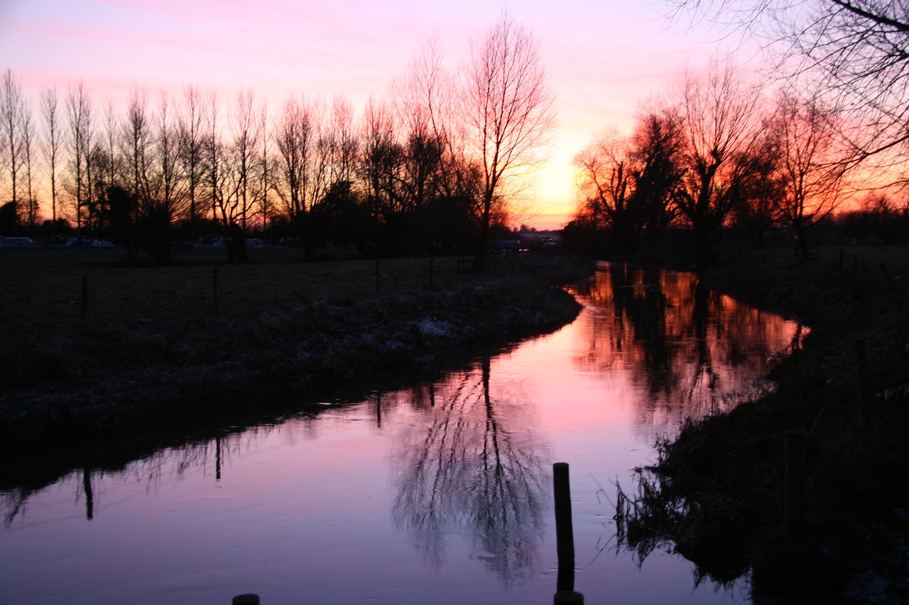 river sunset sky free photo