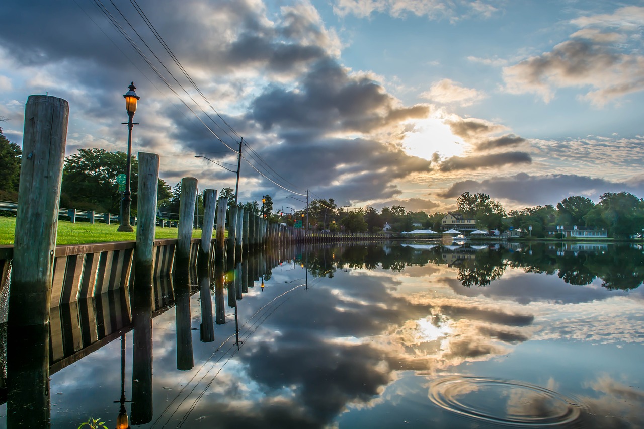 river sunrise sky free photo