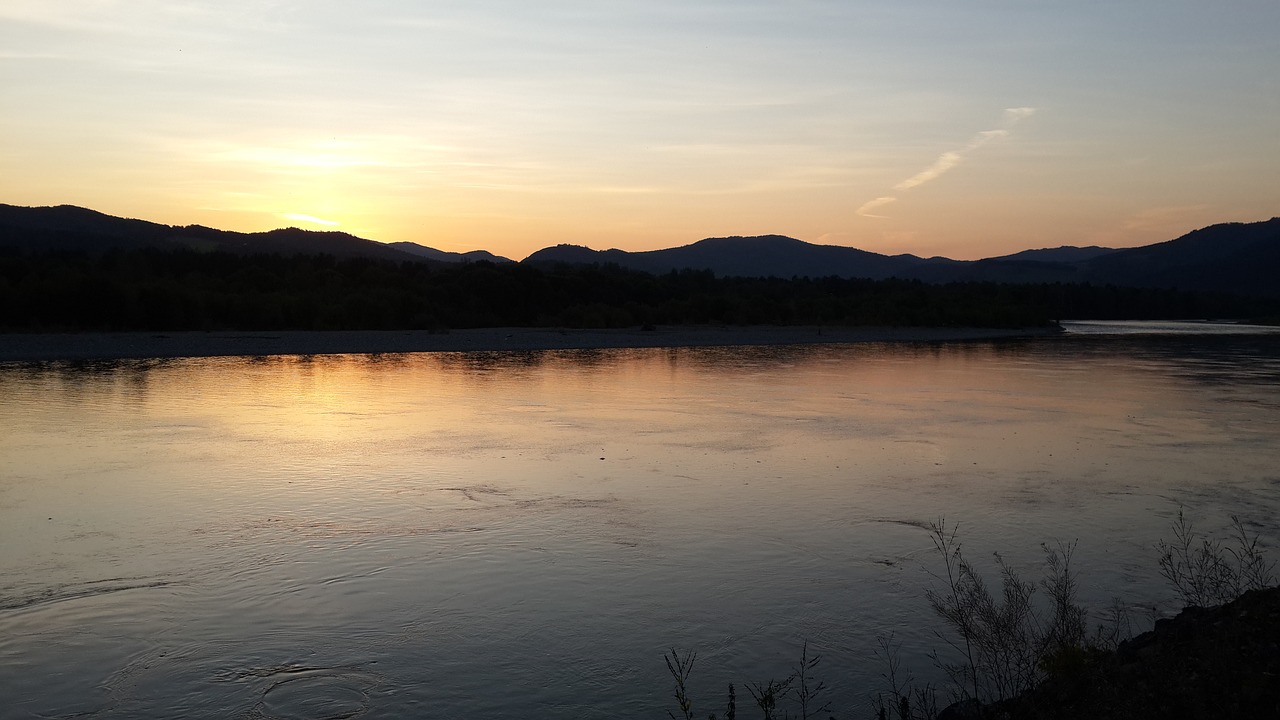 river sunset evening free photo