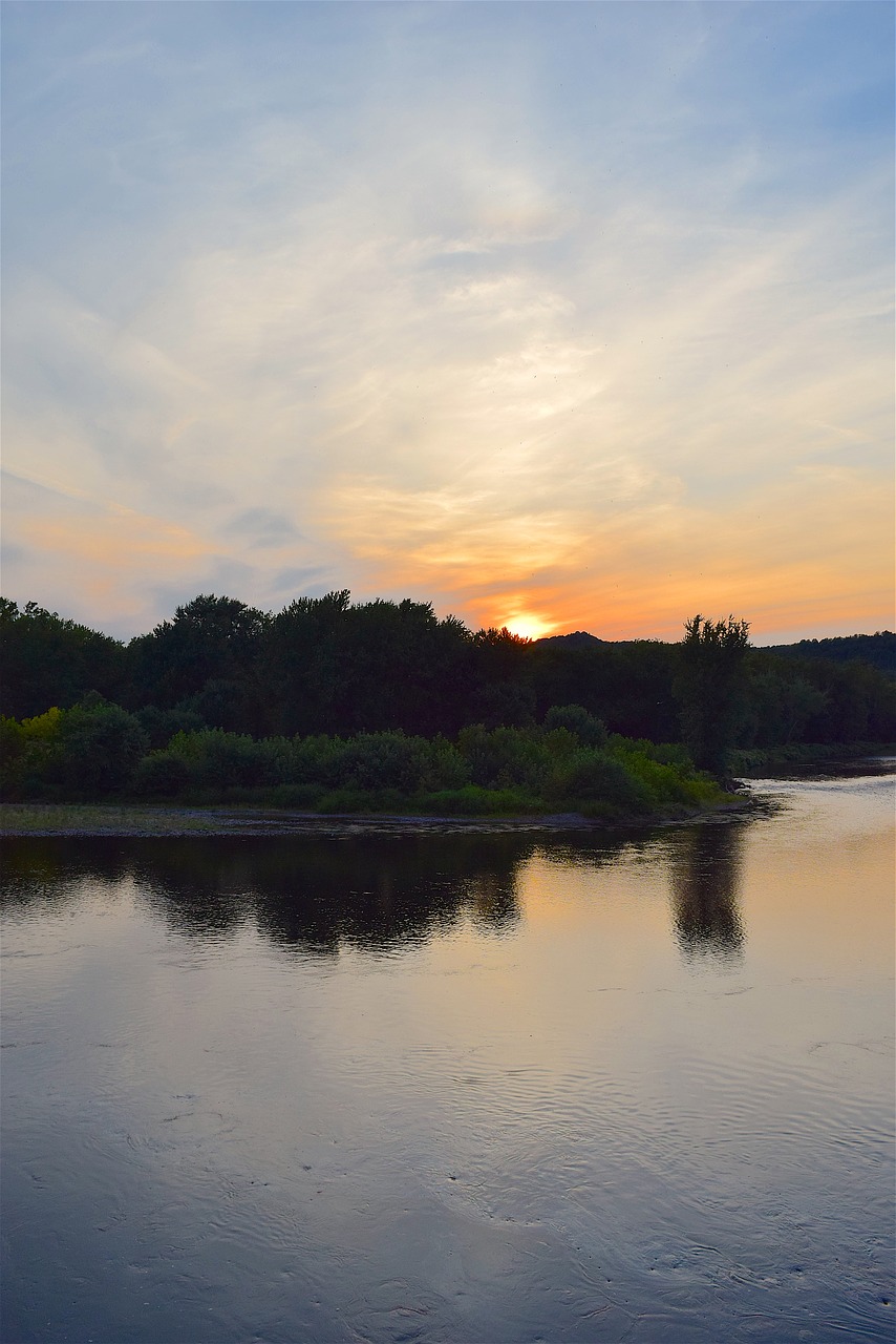 river sunset trees free photo