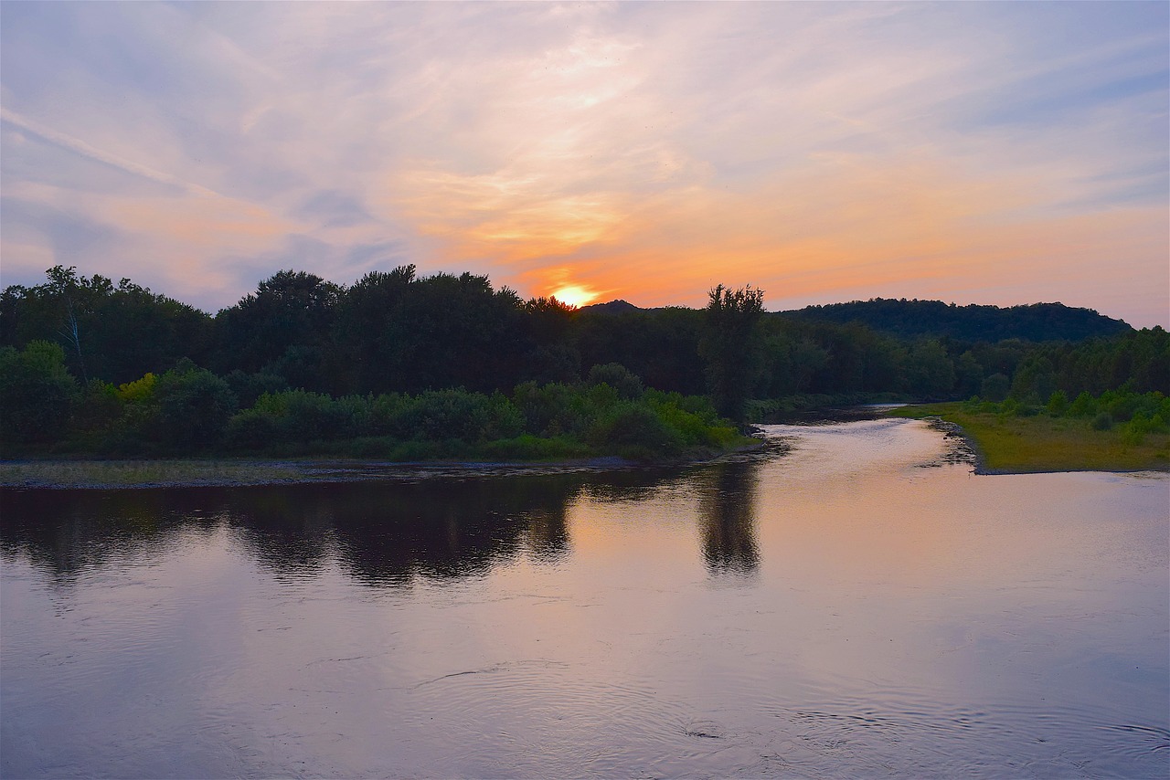 river sunset trees free photo