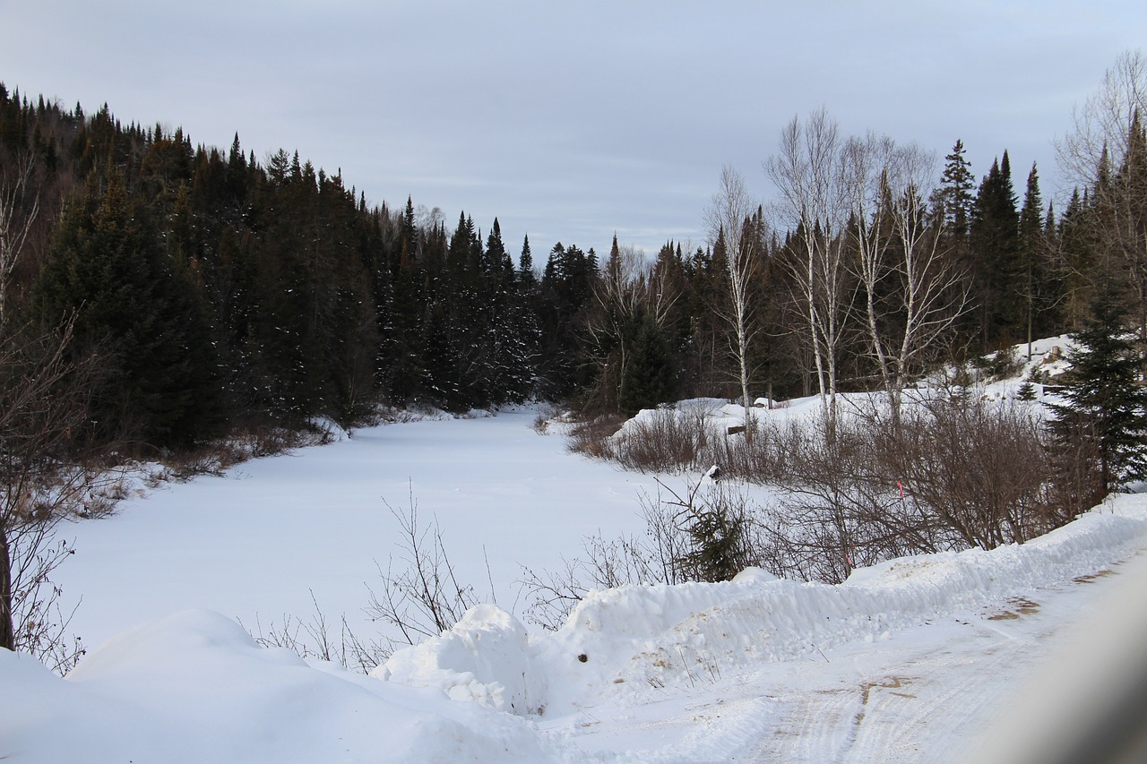 river snow landscape free photo