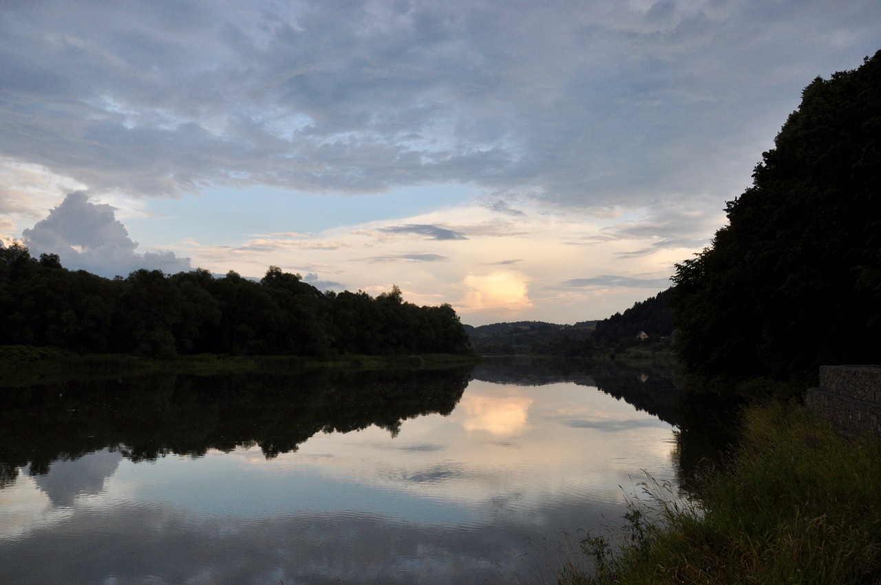 river sunset nature free photo