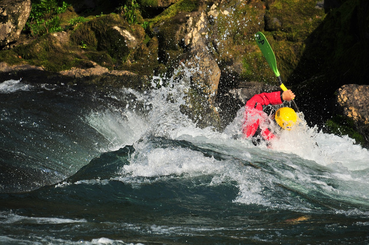 river kayak wave free photo