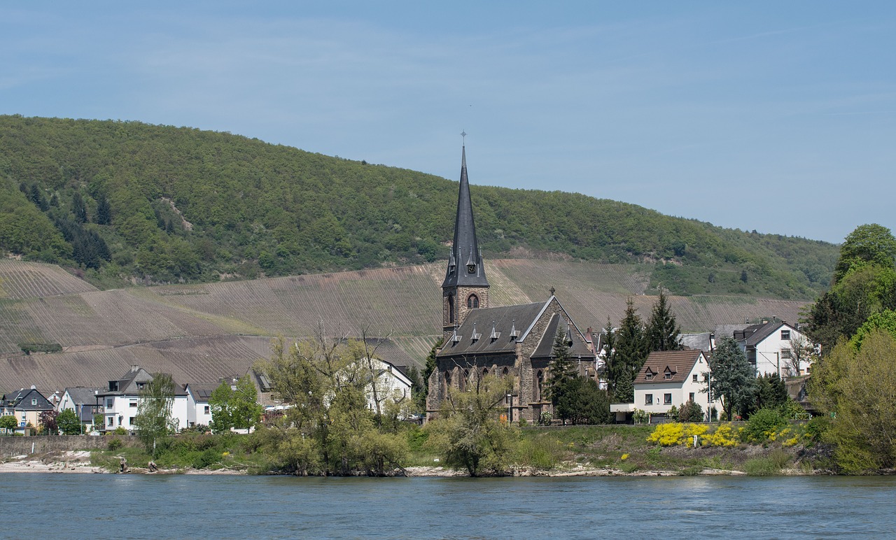 river rhine valley village free photo