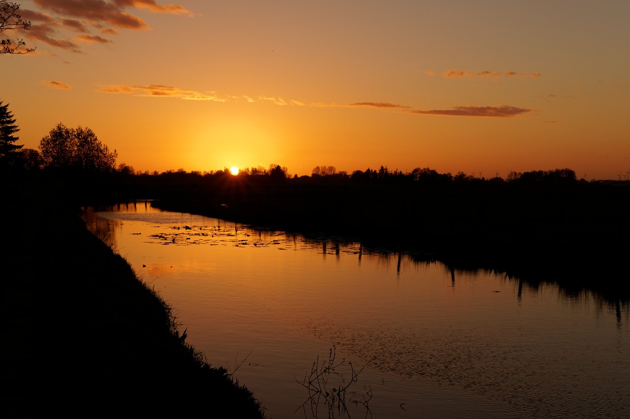 river sunset evening sky free photo