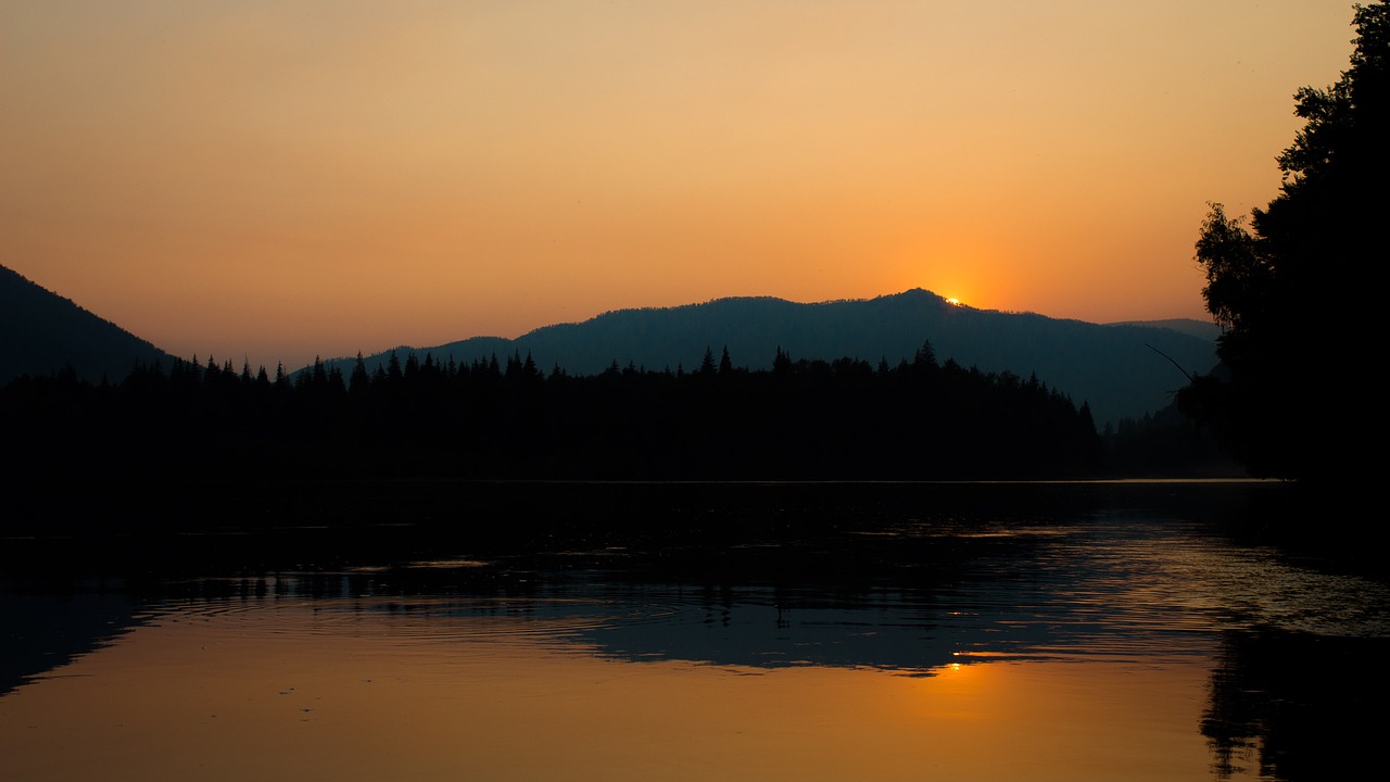 river  sunset  evening free photo