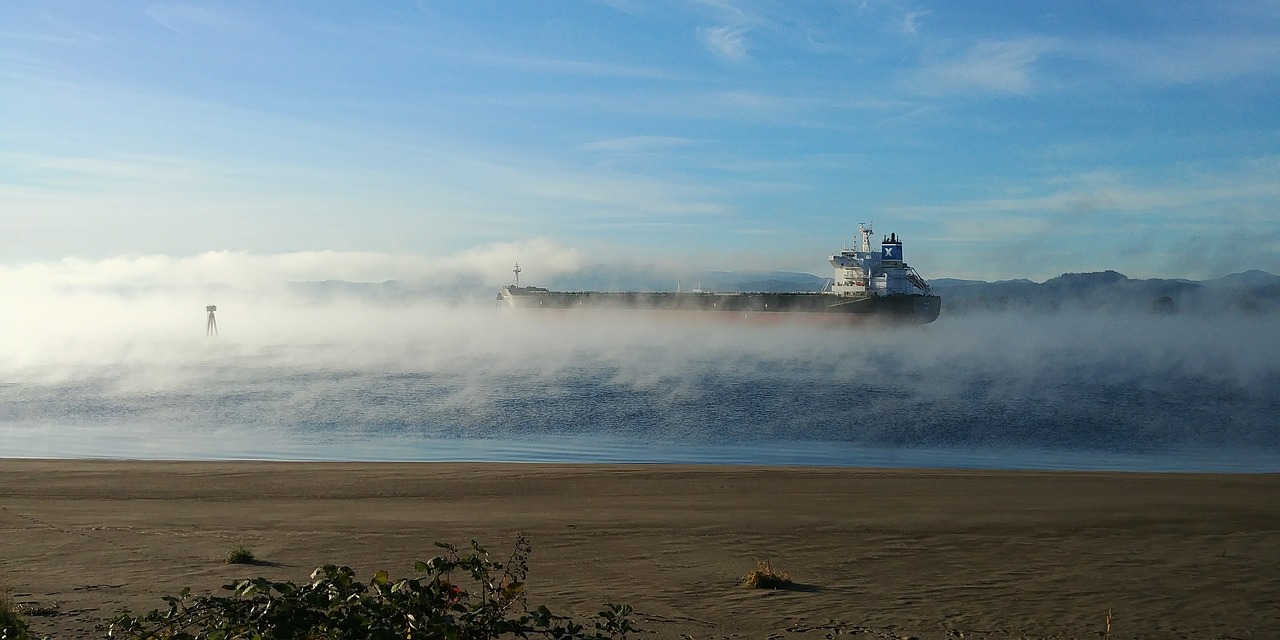 river  fog  ship free photo