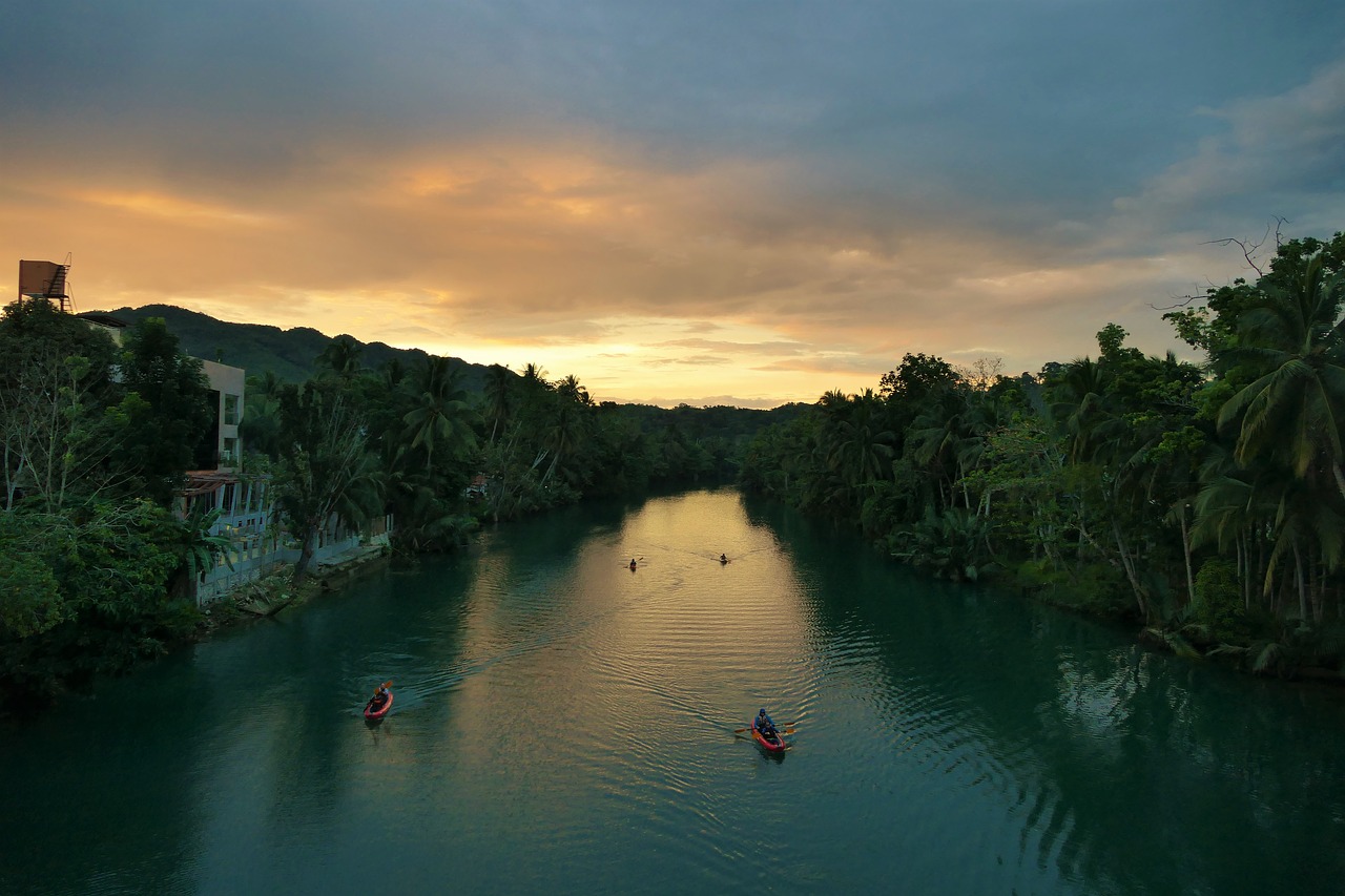 river  sunset  landscape free photo