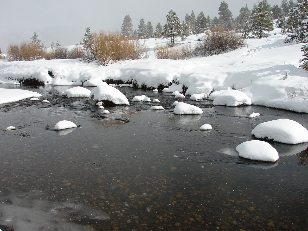 river snow nature free photo