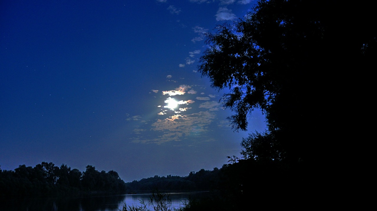 river moonlight summer free photo