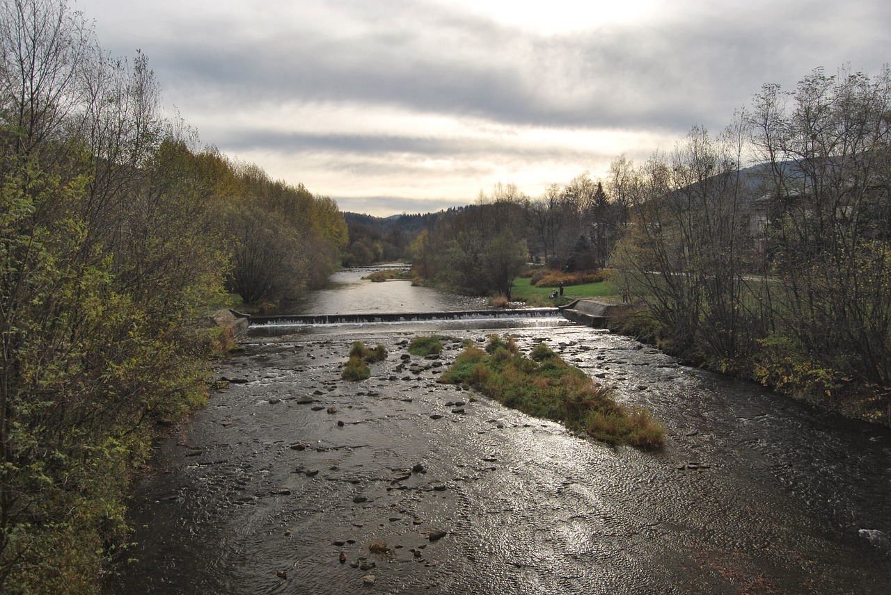 river mountains water free photo