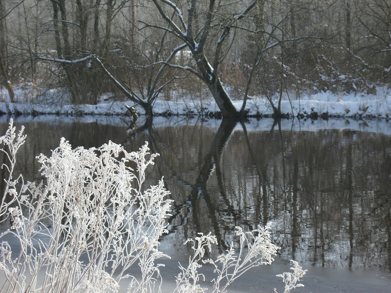 river winter snow free photo