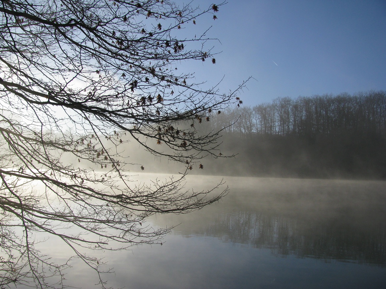 river mist winter free photo
