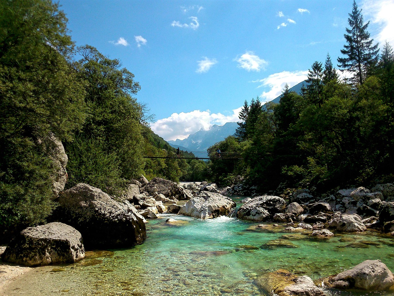 river landscape bridge free photo