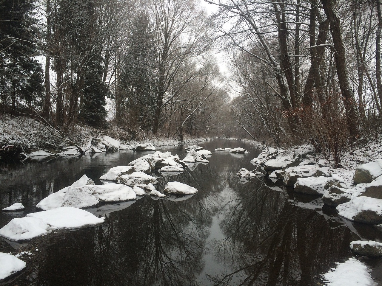 river in winter wintry snow free photo