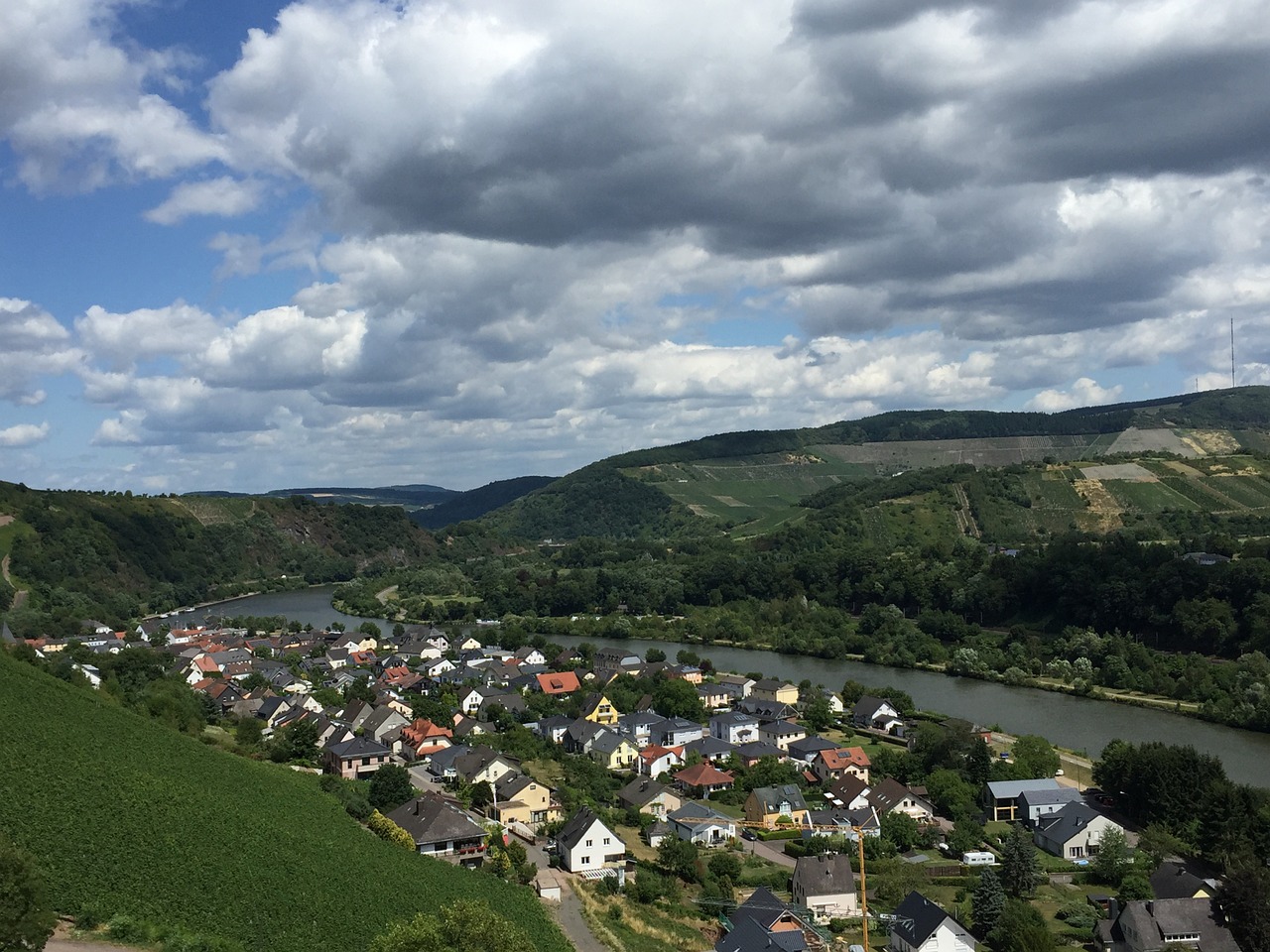 river valley mosel clouds free photo