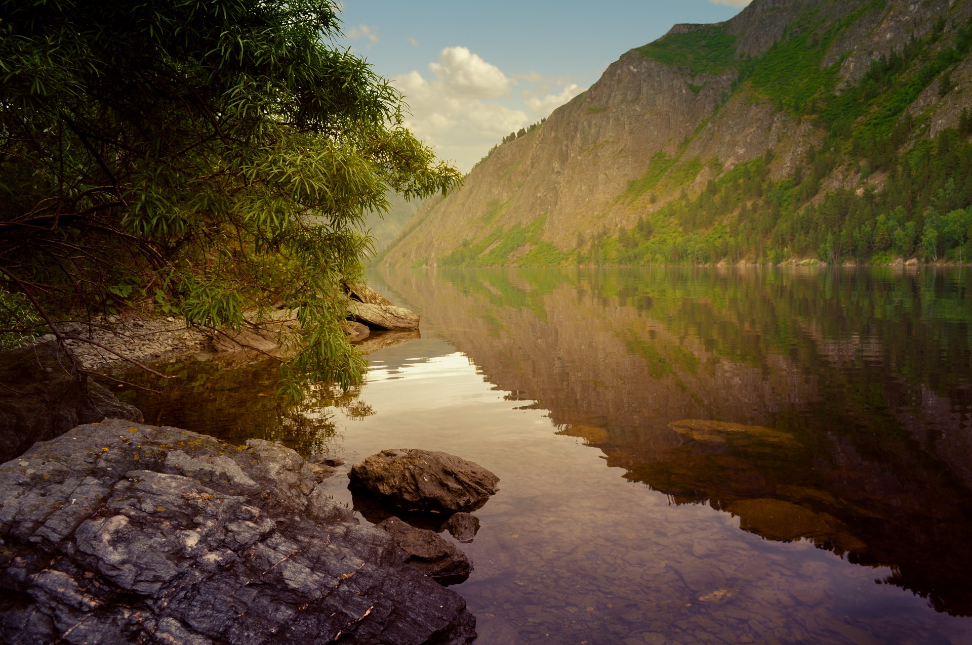 river mountains water free photo