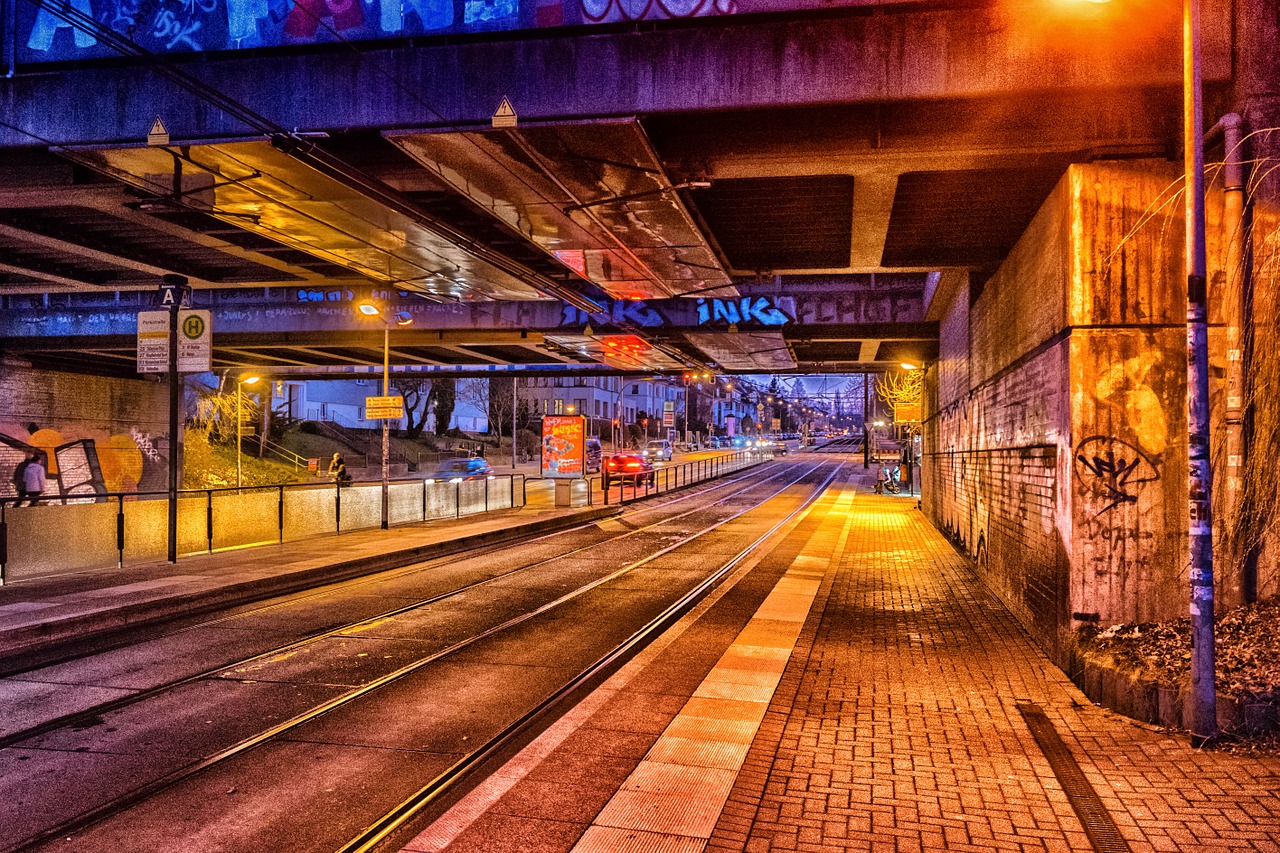 road graffiti tram free photo