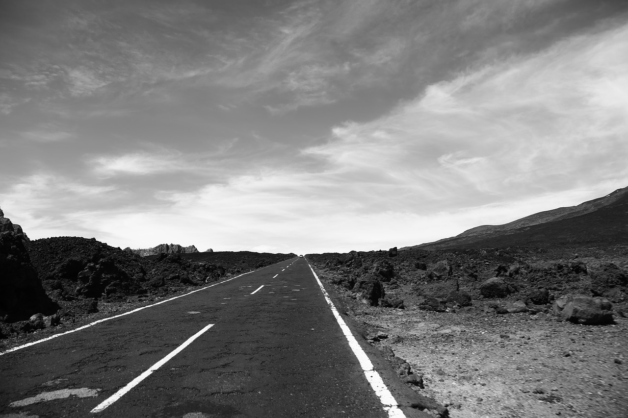 road black and white infinity free photo