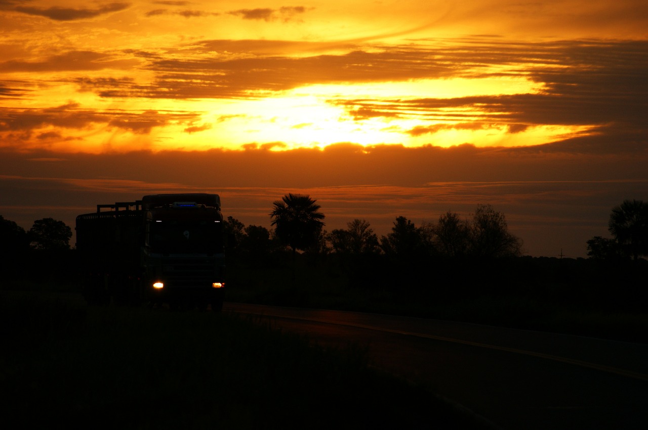 road sky sunset free photo