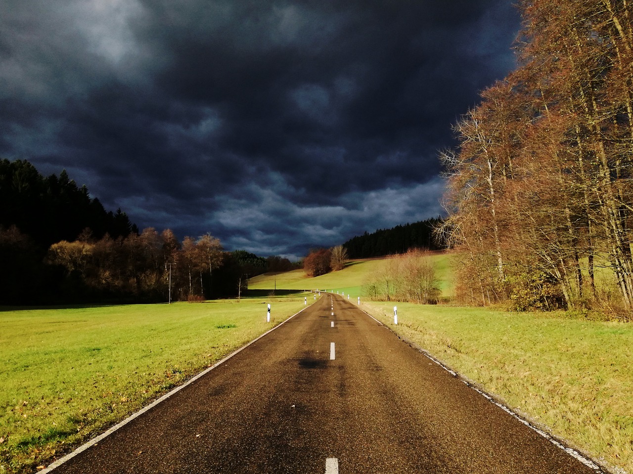 road clouds nature free photo