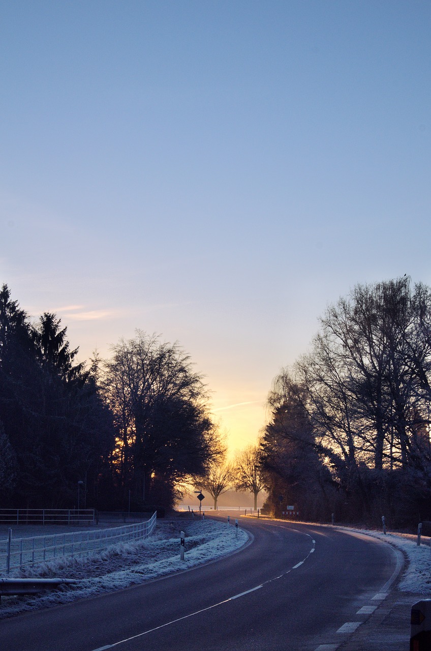 road frozen morning free photo