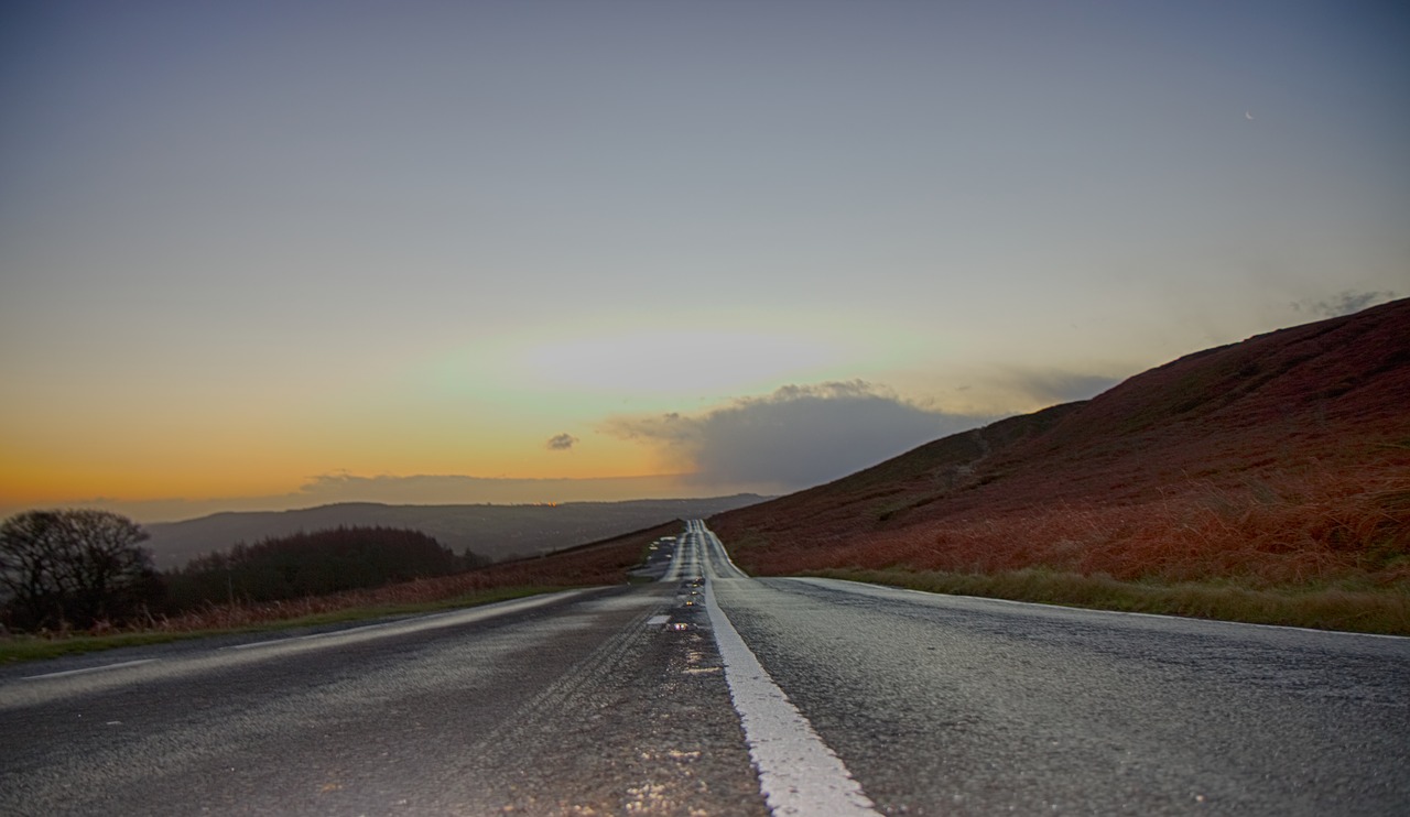 road sunrise countryside free photo