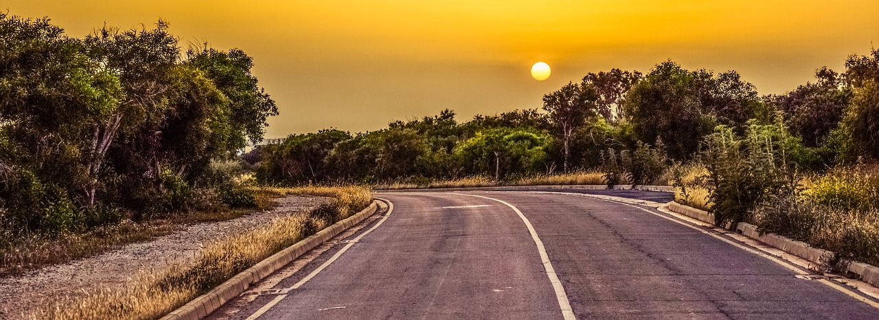 road sunset turn free photo