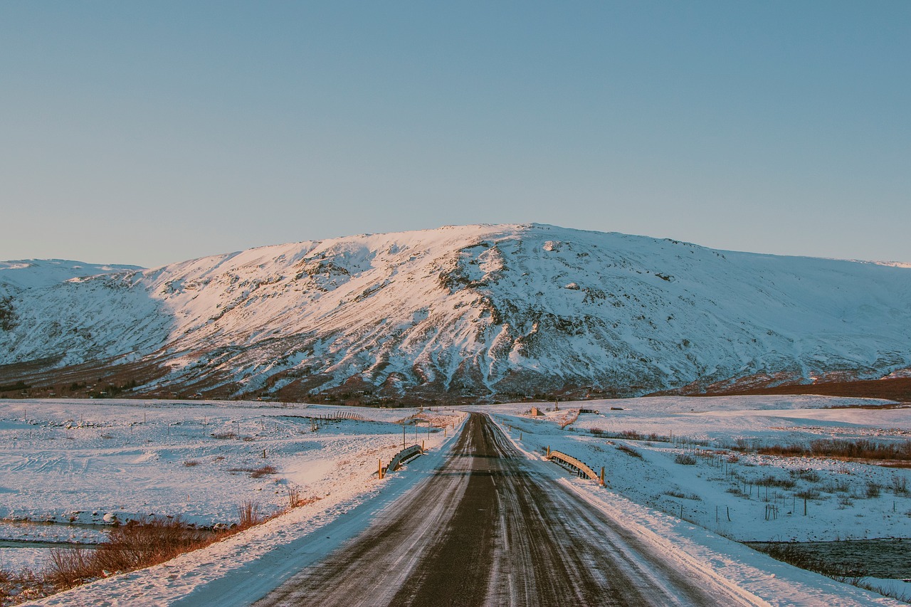 road path snow free photo