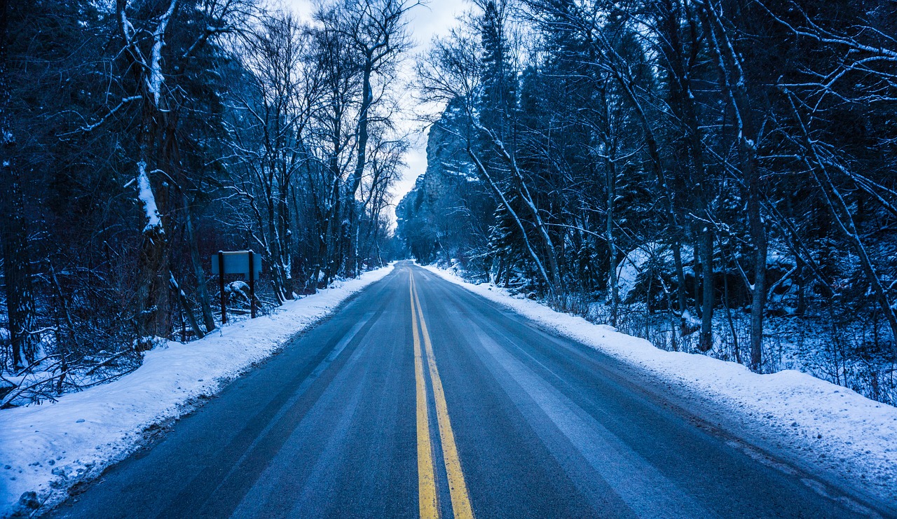 road path snow free photo