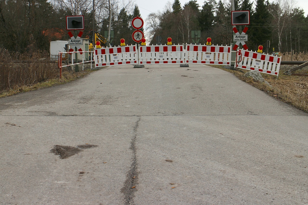 road level crossing barrier free photo