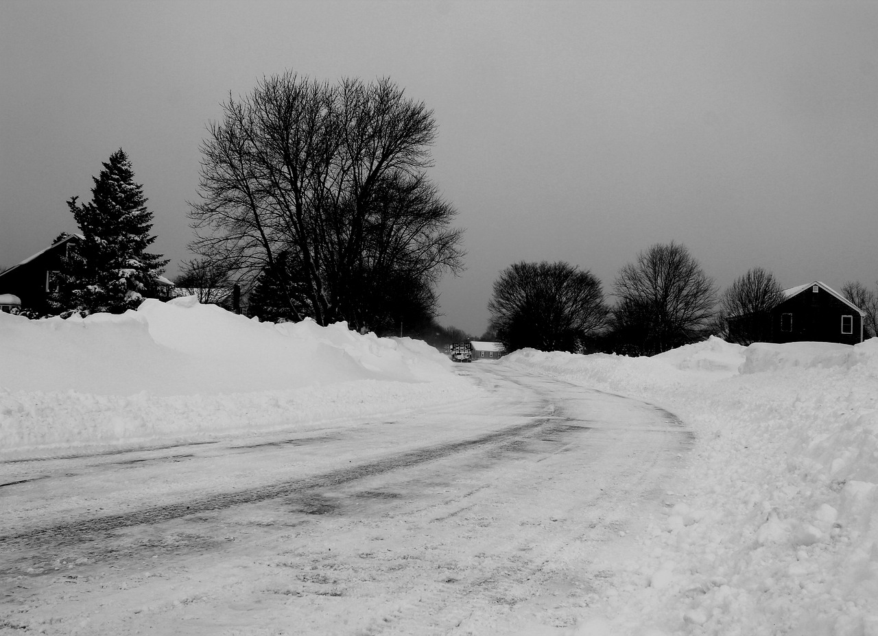 road winter snow free photo