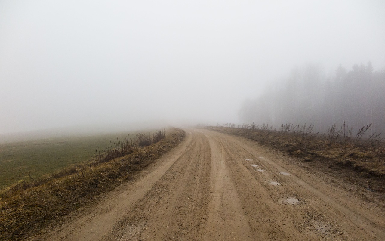 road fog landscape free photo