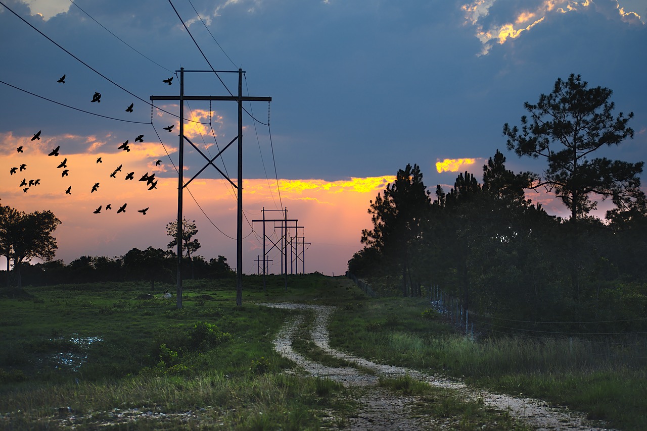 road  power lines  landscape free photo