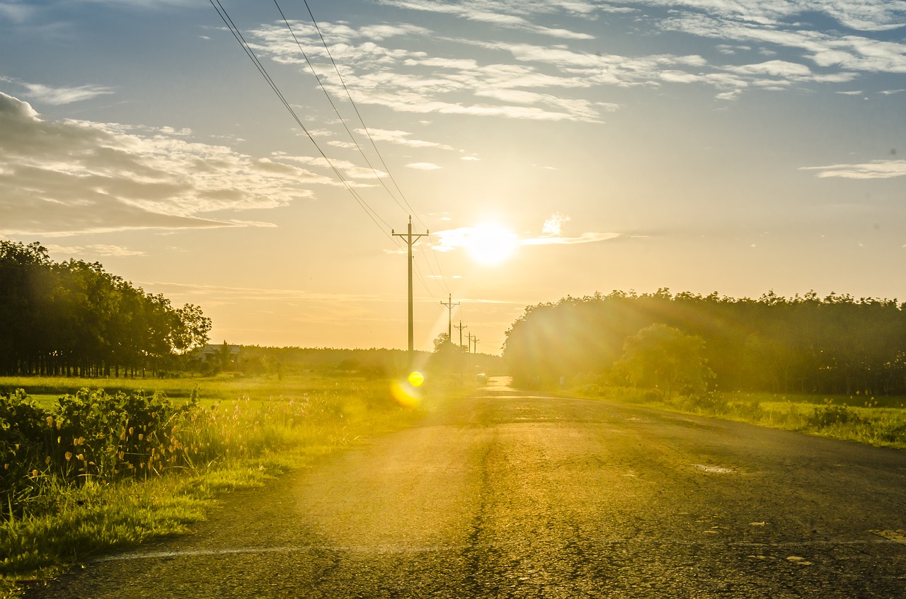 road  sunset  light free photo