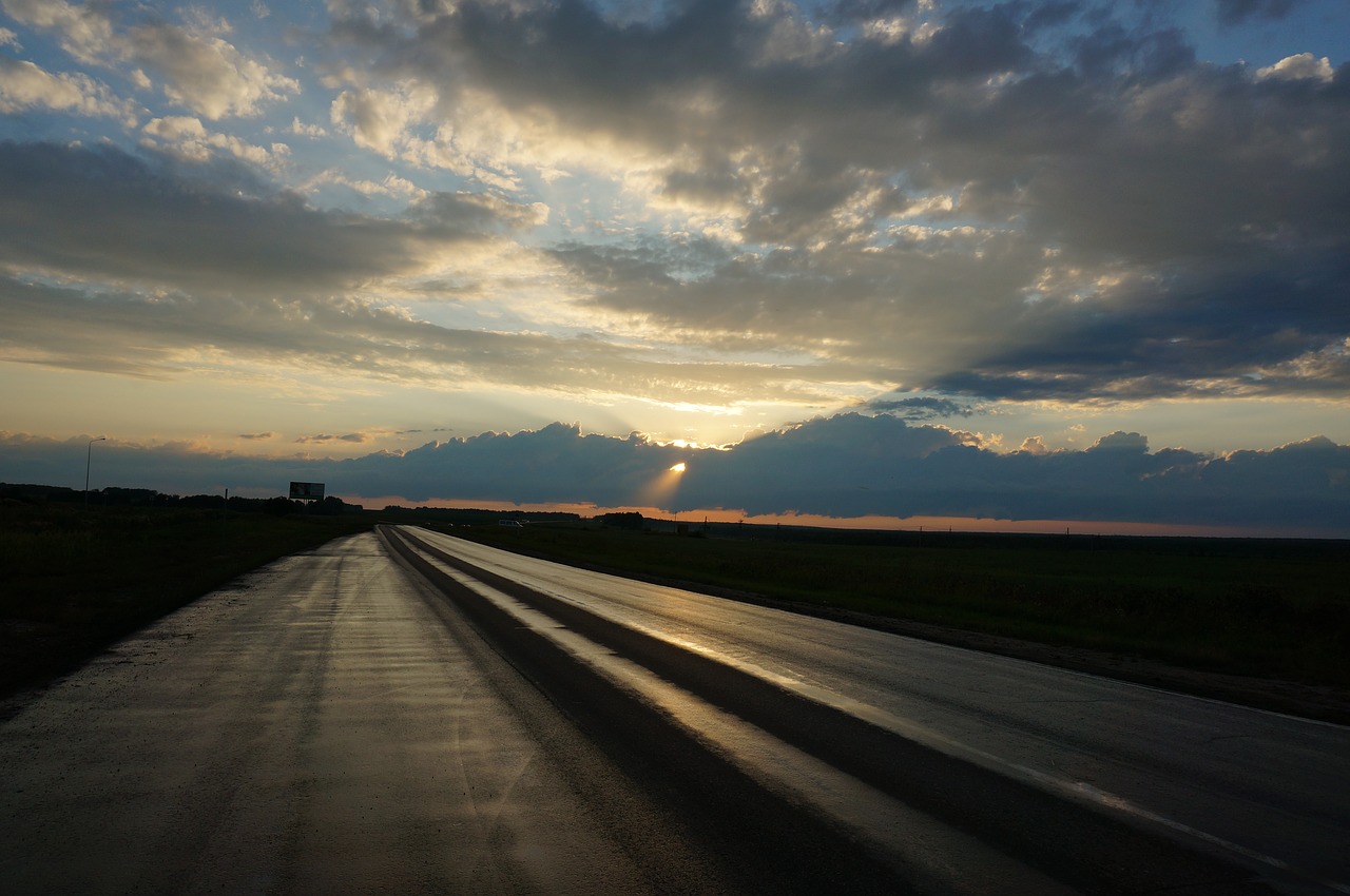 road  sunset  landscape free photo