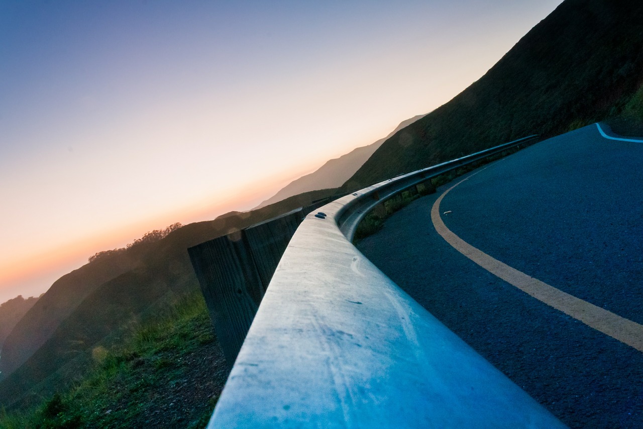 road curve evening free photo